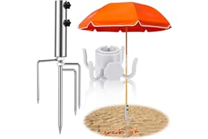 behone Umbrella Stand Anchor Outdoor Umbrella Steel Anchor Garden Umbrella Spike With 1 Four Corner Hooks for Beach Grass Sand