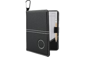 AHRLIC Leather Golf Scorecard Holder Set, Waterproof Golf Card Holder with Pencil and 2 Scorecards, Portable Foldable Design, Ideal Golf Scorecard Pocket Notebook for Men & Women