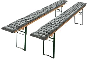 ‎REDBEST REDBEST Bierbank-Auflage, Sitzauflage Bierzeltgarnitur gepolstert 2er-Pack grau Größe 25x220 cm - strapazierstark und langlebig, bequemer Sitzkomfort, mit elastischen Bändern