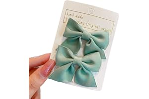KERTFGOKU 2 Pezzi Mollette a Coccodrillo per Capelli con Fiocco in Gros-grain Accessori per Capelli Moda Ragazze Accessori per Capelli Donne Natale Matrimonio Compleanno (Verde)