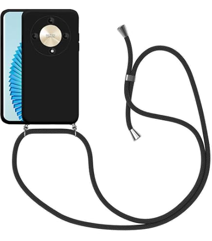 SIMao Cover Collana per Cellulare Compatibile con Huawei Honor 6X Custodia Trasparente Silicone con Cordino Necklace Case Antiurto Protettivo Cover Custodia da Collo Custodia con Cordino, Nero