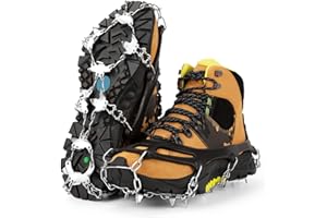 WardWolf Crampons for Hiking Boots 25 Spikes Crampons Ice Snow Grips Black