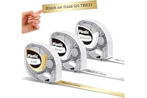 3xPhomemo P12/LT12 Cinta de Etiqueta Original 12mm x 4m Negro sobre Multicolor Q5-TB831/TB931/TBL231 Cinta de Etiqueta Autoadhesiva de Plástico Impermeable para Etiquetadora Phomemo P12/P12Pro/LT12