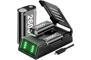 High-Capacity Xbox Controller Battery Pack Charger - 3x2600mAh Rechargeable Batteries with Fast Charging Station, LED Indicator, Protective Shell - Compatible with Xbox One/S/X/Elite Controllers