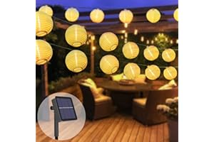 ‎BTFARM Solar Lichterkette Lampion Außen, 9.5M 25 LED Lampion Lichterkette Außen 8 Modus Laterne Lichterkette Outdoor IP65 Wasserdicht Solarlichterkette Deko für Garten, Balkon, Terrasse, Hof, Party-Warmweiß