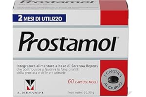 Prostamol 60 Capsule Molli - Integratore Alimentare a base di Serenoa repens (320 mg) per la Funzionalità della Prostata e delle Vie Urinarie. Senza Glutine.
