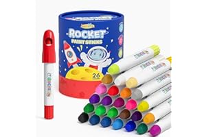 JUPITEARTH 26 Colors Rocket Tempera Paint Sticks with 120 PDF Coloring Pages, Quick Drying, Non-Toxic and Washable Paint Sticks for Kids and Students, Art Supplies for Drawing on Paper and Canvas