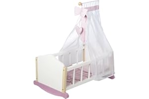 roba Lettino per Bambole "Scarlett", Accessori in Tessuto, Baldacchino, Legno, Bianco