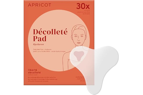 APRICOT Beauty patch anti rides décolleté à l'acide hyaluronique I Coussinets de poitrine en silicone réutilisables I Patch anti rides "liberté décolleté" I Made in Germany