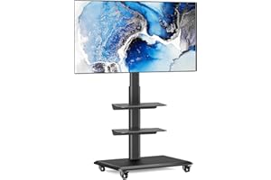 RFIVER Stojak pod telewizor, na kółkach, do telewizorów o przekątnej ekranu 26-65", obrotowy, z regulacją wysokości, czarny, maks. 35 kg, Vesa, 400 x 400 mm