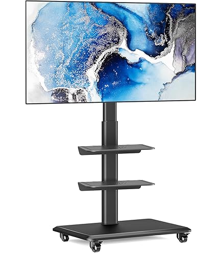 Carrello Porta TV FITUEYES Per 32-70" - Girevole, Regolabile In Altezza, Base Legno - Foto 9