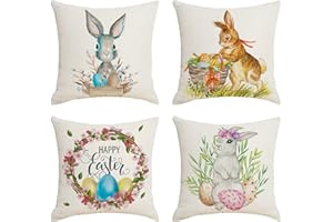 zxcvbnn Easter Decorations 4 Pack Easter Pillow Case Covers Spring Pillow Cover Protector Easter Rabbits Pillow Cases Queen Silk Pillowcase for Hair and Skin Room Decor The Real Deal