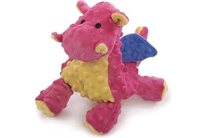 Moonmoon goDog Smok z technologią Chew Guard Tough Plush Dog zabawka, duża, koralowa