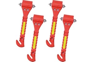 WANDGU 4er Pack 2in1 Auto Notfallhammer: Doppelendige Fluchtwerkzeug mit Gurtschneider, Fensterbrecher mit Trillerpfeife & Reflektor, Scharfe Auto Sicherheits Hammer für Bus, PKW, LKW