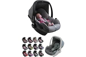 BAMBINIWELT BY RAFAEL K. BambiniWelt Ersatzbezug Babyschale – 5-teiliges Set kompatibel mit Maxi-Cosi Pebble Babyschale, inkl. Sitzbezug, Gurtpolster, Sonnenverdeck & Kopfstütze, Farbe: meliert grau-hellgrau