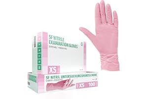 SF MEDICAL PRODUCTS GMBH Guanti in Nitrile, 100 pezzi scatole (XS, Rosa), guanti da visita monouso, senza polvere, guanti per la pulizia, cucina sanitaria, pulizia della cucina, senza lattice, pulizia sicurezza manipolazione