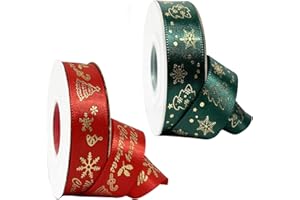 OIAMKER 2 Rotoli 20 Iarde Nastri Natalizi, Nastro Regalo per Confezioni Regalo, 20 mm Larghezza Verde/Rosso Nastro Natalizio per Decorazioni, l'artigianato, Natale, Matrimonio, Cucito, DIY (10 Iarde/Rotoli)