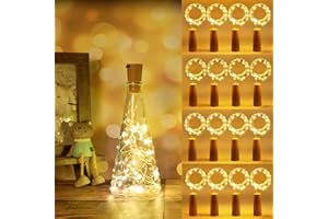 Vicloon Luces para Botellas 12 Piezas 20 LEDs 2M Luces LED para Botellas Luces de Hadas de Alambre de Cobre para Botellas de Licor Cálidas Luz Corcho Decorativa Pilas para Fiestas, Hogar, Exteriores