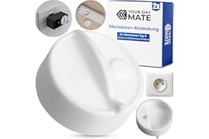 YOUR DAY MATE Cache-prise, 2 pièces, blanc, silicone, protection de la prise contre les éclaboussures, la poussière, couvercle de la prise type E France, capuchon pour les ouvertures de l'enrouleur de câble