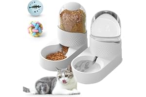 CYNAMUS Distributeur Croquettes de Nourriture et d'eau, 3.5L Distributeur D’Eau et de Nourriture Pets Distributeur Automatique de Nourriture et Distributeur d'eau pour Chat/Chien/Animaux Domestiques