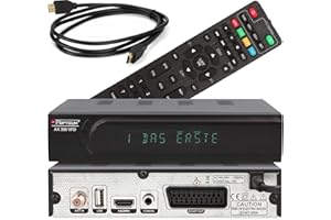NETSHOP 25 RED OPTICUM HD Sat Receiver AX 300 VFD Display PVR Ready - USB TV Aufnahme, HDMI, SCART, Coaxial - Digital TV Receiver für Satellitenschüssel/Satelliten/Satellit + HDMI Kabel
