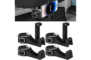 Ermorgen 4 Stück Autositz Hakenhalter, 2 in 1 Universal Auto Kopfstütze Haken Kleiderhaken Fahrzeug Autositz Aufbewahrungshaken Autozubehör Handtaschenhalter Taschenhaken - Schwarz/Silber