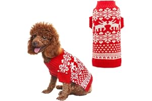 BINGPET Pet Christmas Dog Jumper,Classic Dog Jumpers Red Pet Sweater with Cute Reindeer for Puppy Outfit,Reindeer Jumper Coat Apparel For Small Medium Large Dogs Costume