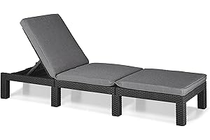 Allibert by Keter Daytona Deluxe Outdoor Garden Sun lounger - Graphite with Grey Cushions
