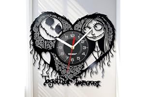 Viiluuxr Vinyl Record Wall Clock - 12 Inch Silent Battery Operated Nightmare Before Christmas Home Decoration Creative Thanksgiving Gift for Friends Non-Ticking Quartz Clock. (NTBC-02-NL)