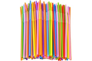 MOMENT Colorful 100Pcs Lot Plastic Flexible Bendable Straw Drinking Straws Valentine'S Day Wedding Birthday Party Decoration Gift, One Size Multi Colors