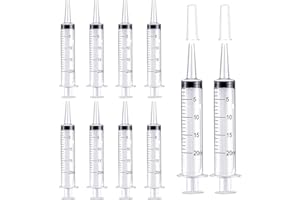 HOVIN 10 Pièces Seringue 20ml Réutilisable Seringue Plastique Petite Seringue Liquide Pour Jardinage,L'Alimentation des Animaux,Laboratoire
