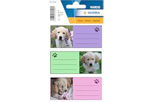 Herma étiquettes 5529 de nom Manche pour l'école, motif chiens, format 7, 6 x 3, 5 cm Contenu par Contenu : 9 étiquettes