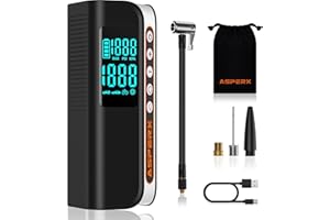 ‎ASPERX AsperX 7500mAh Akku Luftpumpe Elektrische, 160PSI Akku Kompressor, 12V Tragbarer Elektrische Fahrradpumpe, mit Digital LED Licht Notlicht, Mini Luftkompressor für Auto, Motorrad, Fahrrad, Bälle