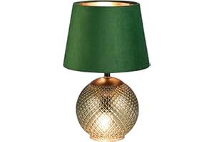RL LIVE YOUR LIGHT Reality Leuchten lampa stołowa Jonna R51242015, cokół szkło zielony, abażur aksamit zielony/złoty, bez 2 x E14