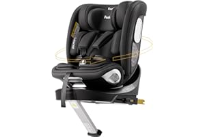 Feakaou 360 Car Seat with ISOFIX - for Newborn to 12 Years Children, i-Size (ECE R129/E4) Rotating Swivel Baby Car Seat,Group 0+1/2/3 (40-150cm),Rear Facing for Longer from Birth to 4 Years.Black.