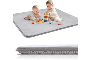Favodormir Dicke Krabbelmatte Baby 150×200×3cm,Schaumfüllung Teppich Kinderzimmer Spielmatte Krabbeldecke Baby,Rutschfester Unterseite&Weicher Kurzflor, Pflegeleicht,Kinderteppich,Grau