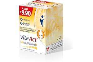 LINEA ACT Vita Act Calcio + Vitamina D, Integratore Alimentare a base di Calcio e Vitamina D, Confezione da 60 Compresse