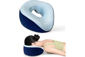 SeiriHelper Massagekissen Kopfloch, Ergonomisches Gesichtskissen mit abnehmbarem Bezug, Massage Kopfstütze für Bett (Dunkelblau)