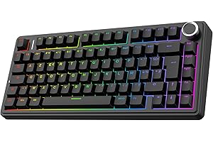 EPOMAKER Aula F75 ISO-FR Clavier Mécanique sans Fil, AZERTY 75%, Clavier Gaming Français avec Bouton Rotatif, RVB, Hot-Swap, Montage Gasket, Son Crémeux, Bluetooth/2.4Ghz
