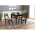 RSFURNITURE Solid Sheesham Wood Square Dining Table 4 Seater | Four Seater Dinning Table with 4 Cushioned Chairs for Home | Wooden Dinner Table Dining Room Sets for Restaurants | Walnut