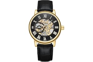 RORIOS Męskie zegarki mechaniczny szkielet automatyczny zegarek świecący zegarek ze skórzanym paskiem samoczynnie nakręcający się zegarek na rękę