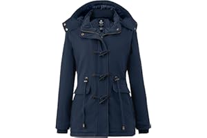 Wantdo Women's Windproof Warm Coat Winter Casual Fleece Coat Classic Cotton Hoodie Jacket Ladies Slim Fit Jacket