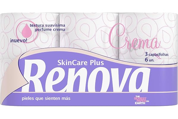 RENOVA Skin Care Plus Papel Higiénico Decorado Perfumado, 6 Unidades (Paquete de 1)