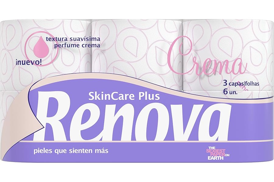 RENOVA Skin Care Plus Papel Higiénico Decorado Perfumado, 6 Unidades (Paquete de 1)