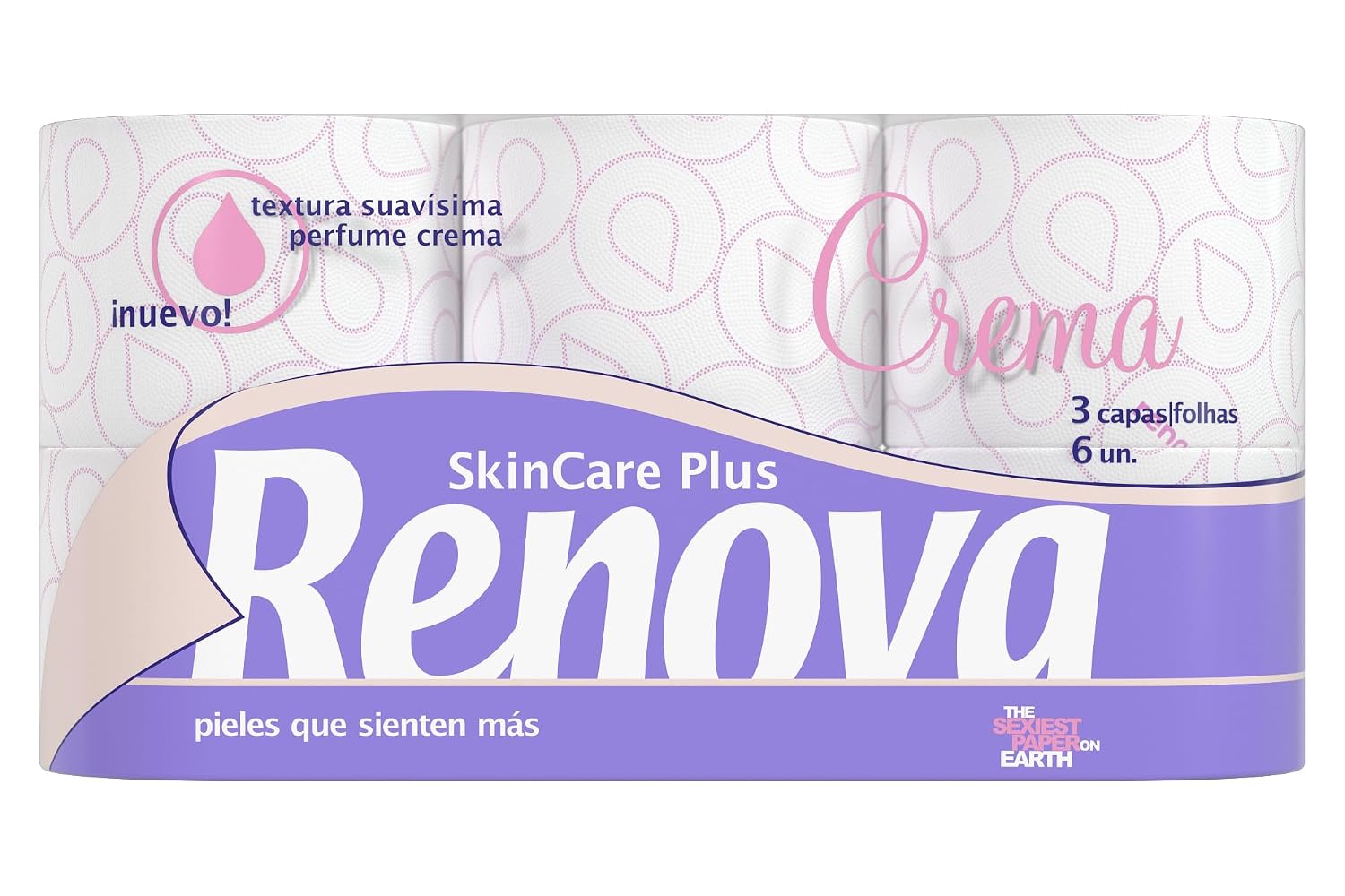 RENOVA Skin Care Plus Papel Higiénico Decorado Perfumado, 6 Unidades (Paquete de 1)
