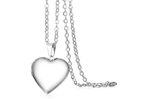 OIDEA Collana Catena Uomo Donna Acciaio Inossidabile con Pendente Cuore Liscio apribile Cornice della Foto Argento Regalo per Mamma Madre