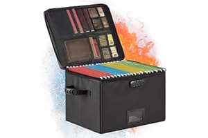 IPARTS EXPERT Scatola portadocumenti ignifuga, con serratura, pieghevole, con cerniera e inserti, cassetta di sicurezza portatile per casa, ufficio, per lettere e cartelle legali (non divisori)