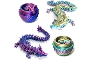 Claofoc 3D Printed Dragon Egg Crystal Dragon Fidget Toy Full Articulated Dragon Mystery Dragon Eggs with Dragon Inside Home Office Desk Decor Adults Kids Gifts Toys (2PCS.A)