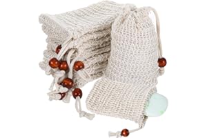 SHINHERYEE 10 Stück Seifensäckchen Sisal Seifensäckchen, Seifensack Seifenbeutel, 100% Sisal Baumwolle Seifensäckchen für Feste Seife, Seifenverpackung Seifenbeutel für Feste Seife, Natur Seifen Säckchen