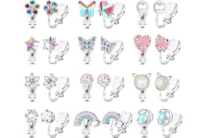 Öronclips barn flickor, hypoallergena clip örhängen för barn, örhängen utan hål med regnbåge, fjäril, stjärna, måne, kattöra